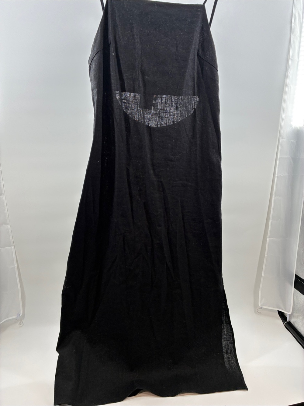 Black Slip Dress with Sheer Detail